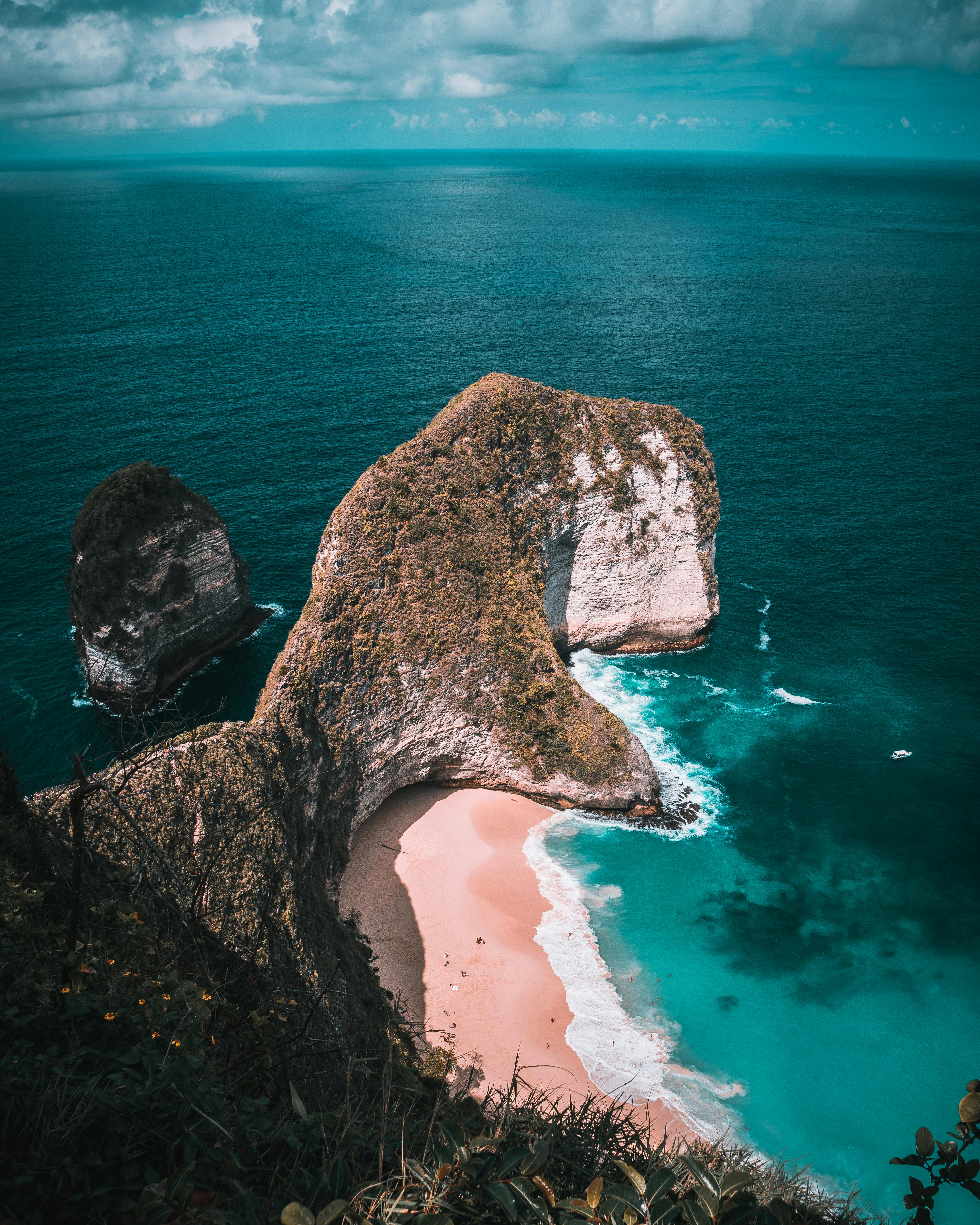 Aerial view of tropical beach with turquoise water